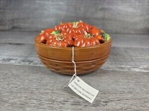 VTG Russ Berrie & Co Halloween Pumpkin Candle Holder w Lid 4" New b254
